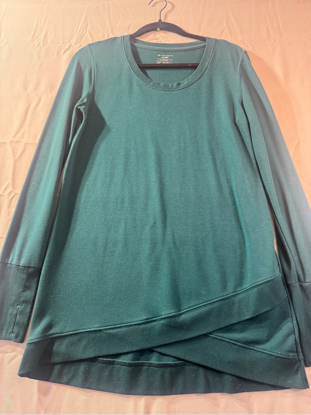 tek gear Small Women's Long Sleeve Asymmetrical Hem Top - Teal Green